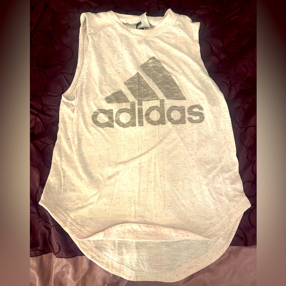 adidas tank top. Off-white & gray. US size XS. Barely worn, very good condition.